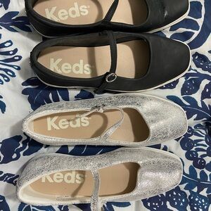 Keds Black and Silver Dress Shoes with Mary Jane Strap